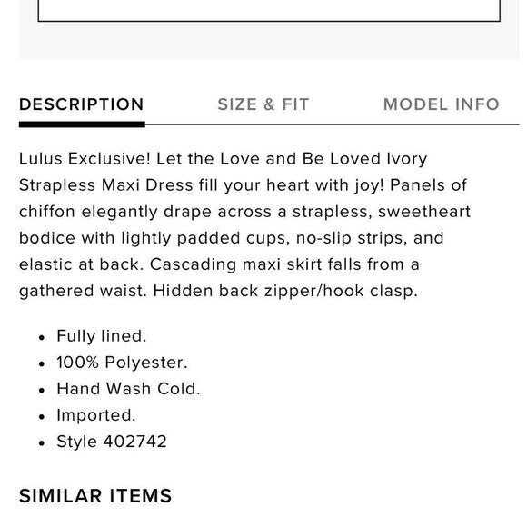 Lulu’s Love and Be Loved Ivory Strapless Maxi Dress Sz M - Picture 6 of 16